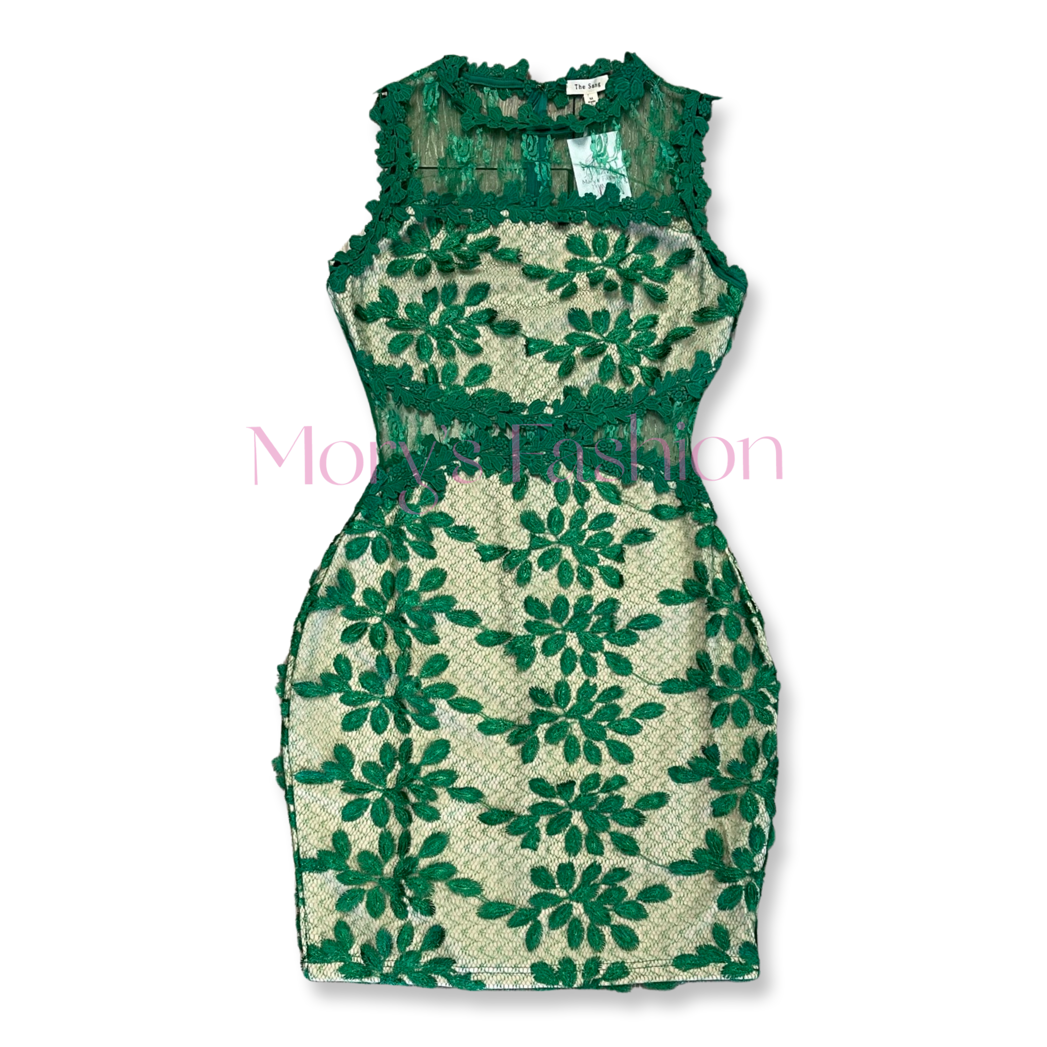 Ad: Pearson Emerald Green Lace Short Sleeve Dress.