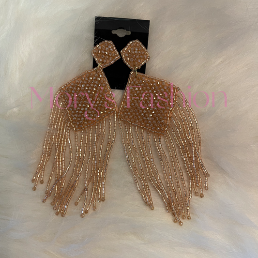 Champagne Fringe Bead Earrings