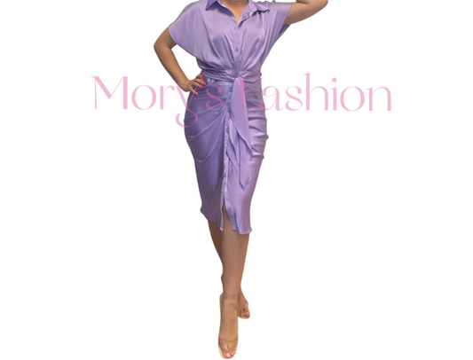 Kensie - Rouched Satin Dress - VIOLET